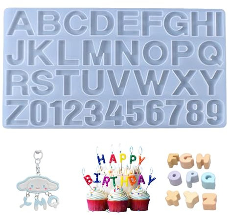 Stampo in Resina con Lettere, Stampi per Resina Epossidica, Gomma Siliconica per Stampi, Stampi per Resina Epossidica Trasparente per Portachiavi, Fai da Te, Numero Civico, Creazione di Gioielli