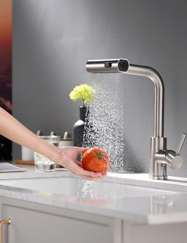 TIMACO Robinet de cuisine extensible pivotant à 360° - Mitigeur monocommande pour évier de cuisine - Nickel brossé