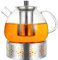 1500ML Teekanne aus Glas, Teekanne Glas aus Hitzebeständigem Borosilikatglas, Glasteekanne, Teekanne Glas mit Siebeinsatz, Teekanne mit Stövchen, Geeignet zum Aufbrühen von Tee, Blumentee