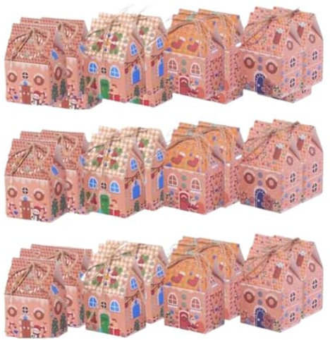 SHJOEE 48Pcs Weihnachten Geschenkboxen Kraftpapier Weihnachtsplätzchenboxen Kleine Süßigkeitskästen Keksschachtel Gastgeschenke Schokolade Bonboniere Geschenkkarton für Hochzeit Geburtstag Party Taufe