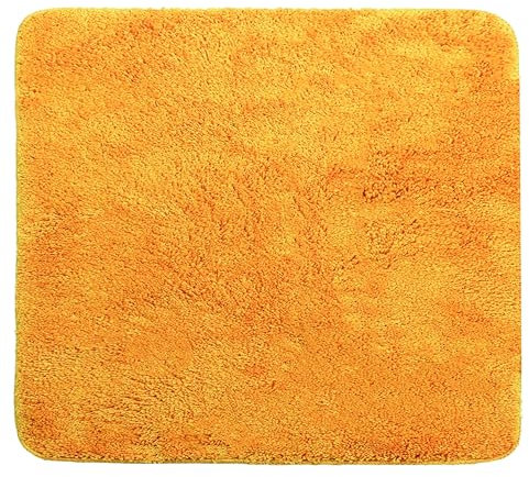 Brandsseller Badezimmerteppich 50x50 cm Badvorleger Badematte Badteppich quadratisch Chenille rutschfest saugstark maschinenwaschbar - Orange