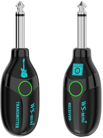 Système sans fil pour guitare, émetteur audio numérique rechargeable à faible latence, adaptateur de guitare sans fil pour guitares électriques, basses et instruments à vent (noir)