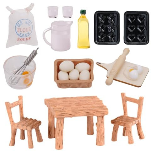 22 Stück Wichtel Zubehör Puppenhaus Möbel,Wichtel Küche Miniatur Backen Set für Wichteltür Weihnachten Deko, Weihnachten Wichtel küche Backset Eier Nudelholz Schneebesen Mehlbeutel Weihnachtsbäckere