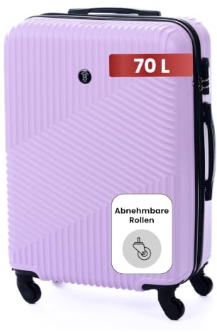 BERTOO Milano lila Koffer groß XL 65x45x26cm 70L | ABS Hartschalenkoffer | Reisekoffer mit Rollen |Schloss Koffer |