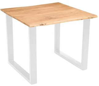 SAM Esstisch Mephisto 80x80 cm Akazie Eiche U-Gestell weiß