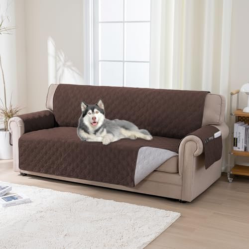 BellaHills Wasserdicht Sofabezug Übergröße 3 Sitzer (51x198cm), Waschbar Sofa Auflage Pets Dog Couch Überzug Anti-rutsch Universal Sofa Überzug, Braun