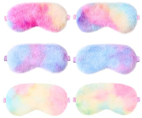 6 Stück Schlafmaske Kinder, Sleeping Mask Plüsch Schlafmaske Mehrfarbig Augenbinde Weich Augenmaske Partygeschenke für für Mädchen Jungen Reisen Nickerchen Partyzubehör