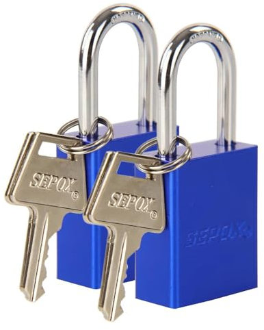 SEPOX Weatherproof Solid Aluminum Keyed Alike Padlock Industrial-Grade Padlock for Security Waterproof,Corrosion Resistant Safety,for Lock-Out,Garden,Locker-Lock,Sheds,Cabinets,Doors(Blue 2 Pack)