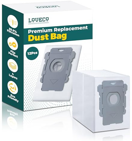 LOVECO 12 Stück Staubbeutel Kompatibel für iRobot Roomba i7 i7+ i7 Plus S9 S9+ s9Plus i8+ i3+ i4+ i5+ i6+ Clean Base, i7 Staubsauger Beutel Ersatzteile für Roomba i/s/j Serie