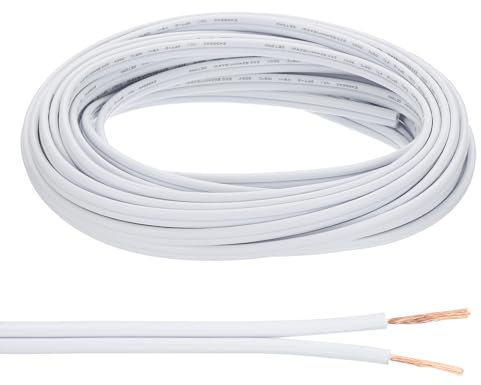 PATIKIL 33Ft 18/2 PVC Covered Wire, 300V SPT-2 Lamp Cord Insulated Heat Resistant Electronical Flexible Cable for LED Lamp Wire Audio Cable Speaker, White, UL Listed