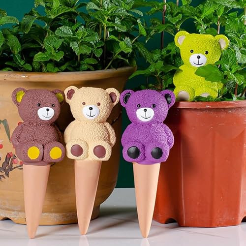 SilverChry Oyas a Planter Terre Cuite, Distributeur Eau Plante 4Pcs, Pointes Auto-arrosantes en Terre Cuite, Globes Arrosage Automatique Interieur pour Plante, cônes d'argile- Arrosage Plante Vacances