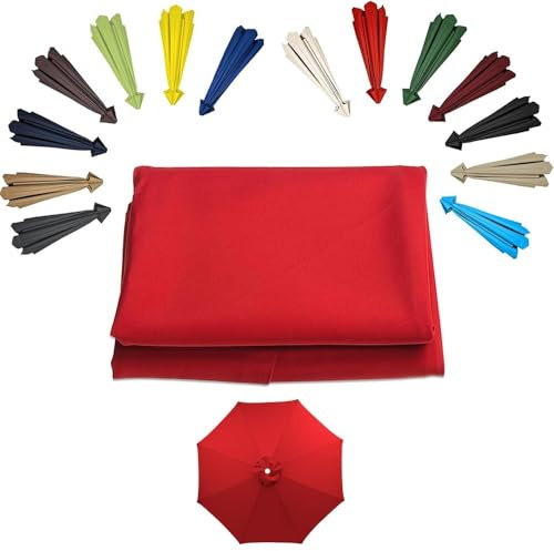 Toile De Remplacement Parasol 8 Baleines Auvent De Rechange Pour Parapluie 2m 2.7m 3.0m Ronde Housse De Rechange Parapluie De Jardin Plage, Bâche De Remplacement Pour Parasol Déporté(Red,(8ribs)2.3m/7