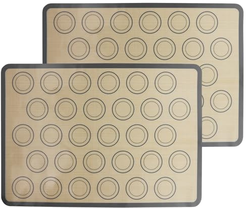 Lot de 2 tapis de cuisson pour macarons, 42 x 29,5 cm, en silicone, sans BPA, 30 trous, gris, antidérapant, rectangulaire, pour macarons, pizzas, biscuits et pains