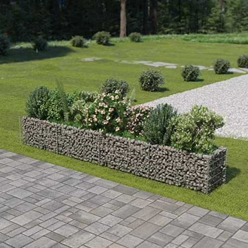 IKAYAA Arriate de Gaviones Jardinera de Gaviones Jardineras Exterior Gaviones de Piedra Muro de Gaviones Acero Galvanizado 360 x 50 x 50 cm