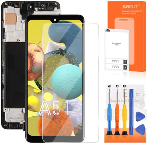 pour Samsung A51 Écran LCD pour Samsung Galaxy A51 4G SM-A515F SM-A515U 6,5 Écran de Rechange Replacement Tactile Digitazer Assemblée avec Réparation Kit (Noir avec Cadre)