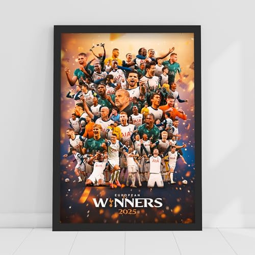 Themed Tottenham Hotspur Print - European Winners 2025 Collage Poster Wall Art (29.7cm x 42cm - A3)