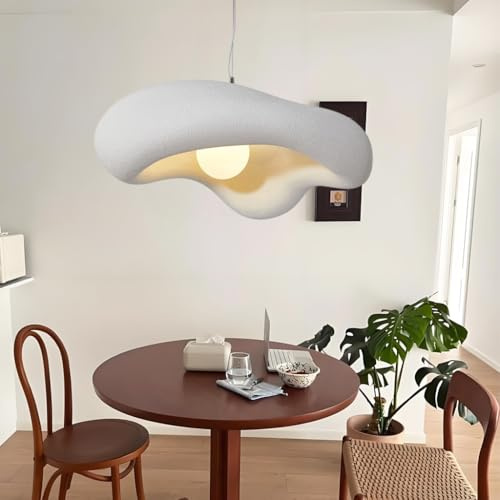 NOCHX Hängelampen Wabi Sabi Stil Polystyrol Anhängerlicht Retro Persönlichkeit E27 Kücheninsel Kronleuchter Für Küchenlampe Schlafzimmer Nordische Lampe Am Bett Pendelleuchte(Weiß,50cm)