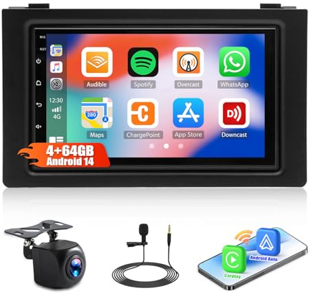 7'' Android 14 Car Stereo Radio for SAAB 9-3 93 2007-2011 4+64GB Wireless Carplay Android Auto Double Din Touch Screen Upgrade Car Radio GPS Sat NAV w/BT WiFi FM.AM/RDS Mirror Link SWC AHD Camera