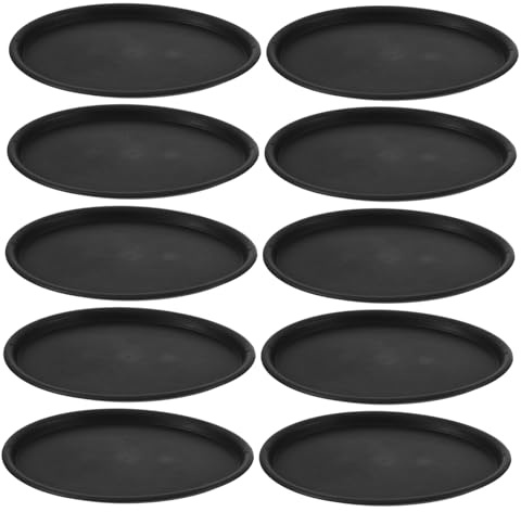 Gatuida Ovale Untersetzer aus Kunststoff 10 Stück für Blumentöpfe Schwarz | Pp Material, und Robust, für Innenbereich und Zuhause, Schützt Oberflächen vor Wasser und Schmutz