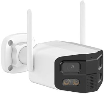 KVBRUI Telecamera di Sicurezza a Doppio Obiettivo 4MP 2.5K, grandangolo 180°, Telecamera for Esterni, con Visione Notturna a Colori/Sirena/Telecamera IP con Comunicazione bidirezionale(JP)