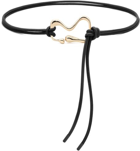 BAOKELAN Women Skinny Belts PU Leather Thin Belt Rope Knotted Waist Belt with Gold Buckle for Dresses