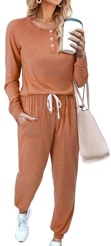 Magritta Track Suits for Women Oversized Long Sleeve Lounge Wear Sets V Neck Tracksuit Two Piece Outfit Loose Sweatshirts and Wide Leg Trousers Plus Size Co Ord Sets Caramel XX-Large, 22-24
