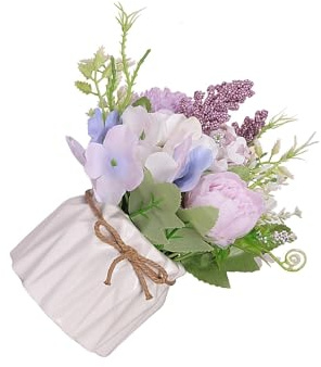 Guangcailun Desktop Floral Künstliche Hortensien Herzstück Lebensechte Keramik Vase Mini Topfpflanze Hortensien Blumen Party Schrank