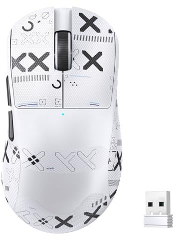 LexonElec Magic-Refiner X2 Souris D'ordinateur sans Fil SUPERLÉGÈRE avec Tape, Capteur Optique de Jeu Pixart 3311, 24000 DPI, 1000Hz Polling, 2,4 G/BT/USB Filaire, Ergonomique pour PC/Mac - Blanc
