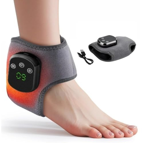 Elektrisches Fußmassagegerät 3-in-1 Testsieger – Kabellos mit Wärmetherapie & Vibration, tragbares Massagegerät für Füße und Knöchel bei Neuropathie (Grey,1 Stück)