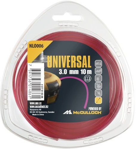 Fil de coupe Universal NLO006 : Fil de rechange pour débroussailleuse, longueur 10 m, fil Ø 3,0 mm, nylon résistant à la déchirure, accessoire d’origine McCulloch (n° art. 00057-76.163.06)
