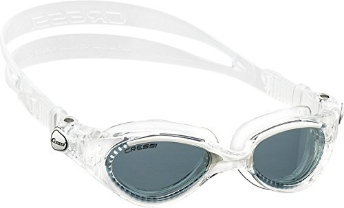CRESSI Lady Flash Goggles Clear/Clear White_Tinted Lens -Lunettes de Natation Femmes avec Oculaire Séparé Anti-Buée, Anti-Rayures, Anti- UV, Transparent/Blanc_Lentilles Azur, Taille Unique