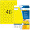 HERMA 8034 Wetterfeste Folienetiketten rund, 25 Blatt, Ø 30 mm, 48 pro A4 Bogen, 1200 Stück, selbstklebend, bedruckbar, matt, blanko Outdoor Signal-Etiketten Aufkleber aus Folie, gelb