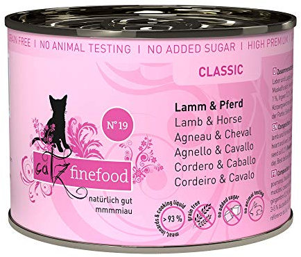 catz finefood N° 19 Lamm & Pferd Feinkost Katzenfutter nass, verfeinert mit Zucchini & Tomate, 6 x 200g Dosen