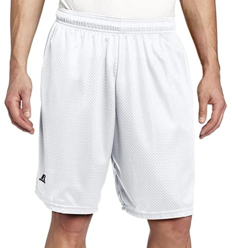 Russell Athletic Men's Mesh Short with Pockets, White, Medium