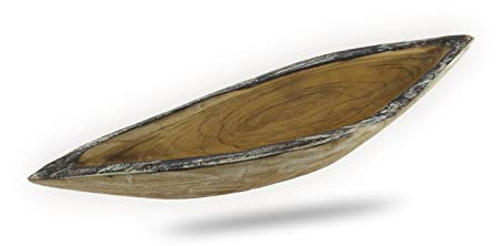 budawi® Teakholz Schale Schiff Obstschale Dekoschale aus Holz Holzschale rustikal
