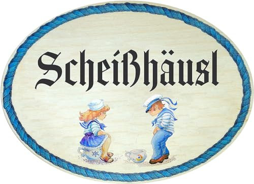 Kaltner Präsente Geschenkidee - Geschenkartikel Deko Türschild im Antik Design Dekoartikel Toilette WC Scheißhäusl (18 x 13 cm)
