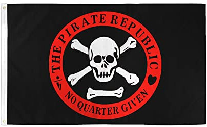 AZ FLAG - Bandera Republica De Los Piratas Roja - 150x90 cm - Bandera Con Calavera 100% Poliéster Con Ojales de Metal integrados - 110g - Colores Vivos Y Resistente A La Decoloración
