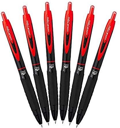 Uni-Ball Signo 307 - Fine Retractable Rollerball Pen - 6 Pack - Red - UMN-307