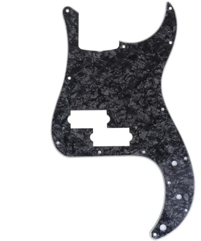 Musiclily Pro 13 Löcher P Bass Pickguard P-Style Bässe Schlagbrett für MIJ Fender Japan 4-Saiter Precision Bass,4 lagig Black Pearl