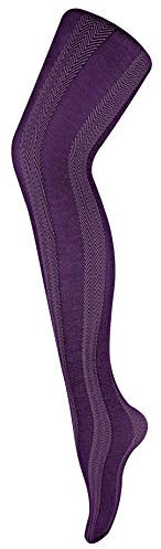 Sock Snob - Ladies Thick Coloured 80 Denier Opaque Patterned Winter Fashion Tights (8-14 UK 36/42, Stripe Imperial Purple)