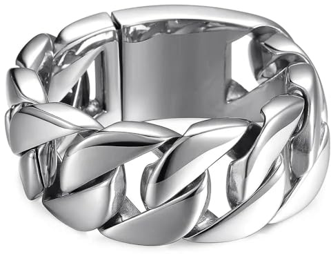 Rowin&CO Chunky Heavy 32mm Thick Stainless Steel Bracelet Mens Punk Gothic Curb Cuban Chain,9.5 inch