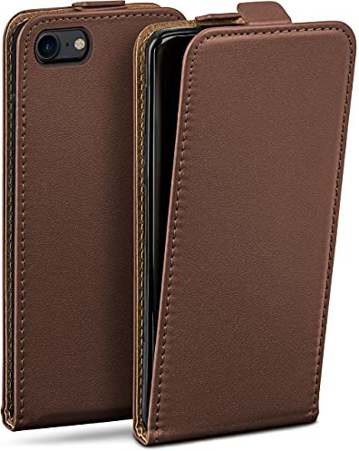 moex Flip Case für iPhone SE (2020/2022) Hülle klappbar mit 360 Grad Schutz, Handyhülle mit Displayschutz, PU Leder Handytasche Lederhülle, Flip Case Cover Klapphülle, Dunkelbraun