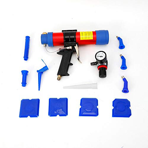 Pneumatische Glaskleber Versiegelung Kartuschenpistole Luftpistole 310ML 6Bar mit 7 Stück Caulking Head