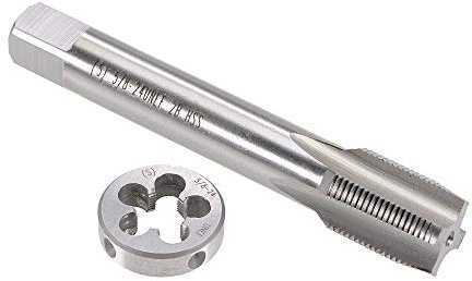 sourcing map Jeu de tarauds et filières UNEF 5/8-24 en acier rapide avec filetage rond, droitier