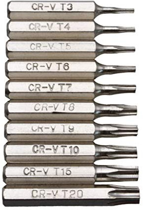 WOWOWO 10 STÜCK CR-V Torx Schraubendreher Bits Set T3 T4 T5 T6 T7 T8 T9 T10 T15 T20 Mobiler Reparaturbit Pflaumenblüten Reparaturkopf
