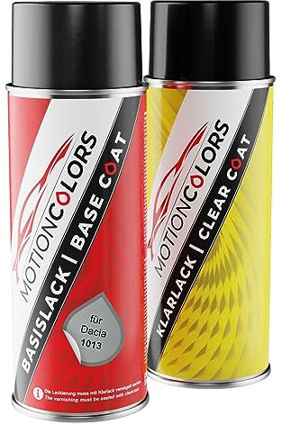MOTIONCOLORS Diamant Silber Metallic 1013 für Dacia Autolack Sprühdosen Set Basislack Klarlack Spraydose 400ml