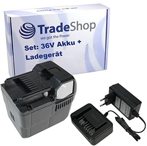Trade-Shop Kit 2 en 1 : batterie Li-Ion 36 V / 3000 mAh + chargeur secteur pour Hitachi CG 36DL CG36DAL CG36DL CH 36DL CH36DL CS 36DL CS36DL DH 36DAL