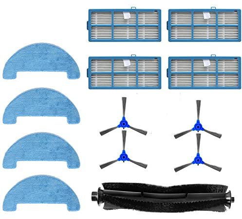 Fantisi 1 Hauptbürsten + 4 Seitenbürsten + 4 HEPA-Filter + 4 Reinigungstuch für Hosome G9070 Staubsauger, 13 Stück