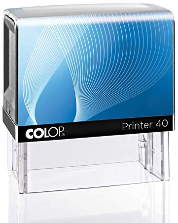 Stempel Colop Printer 40 (59x23 mm) mit Textplatte (Blau, Weiss)
