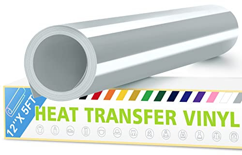 Artcut 12 x 5ft HTV Vinyl Rolls, Heat Transfer Vinyl for Fabric, HTV Vinyl for Shirts, Iron on Vinyl for All Cutter Machine - Easy to Cut for Heat Vinyl, Permanent Vinyl (Silver Grey)